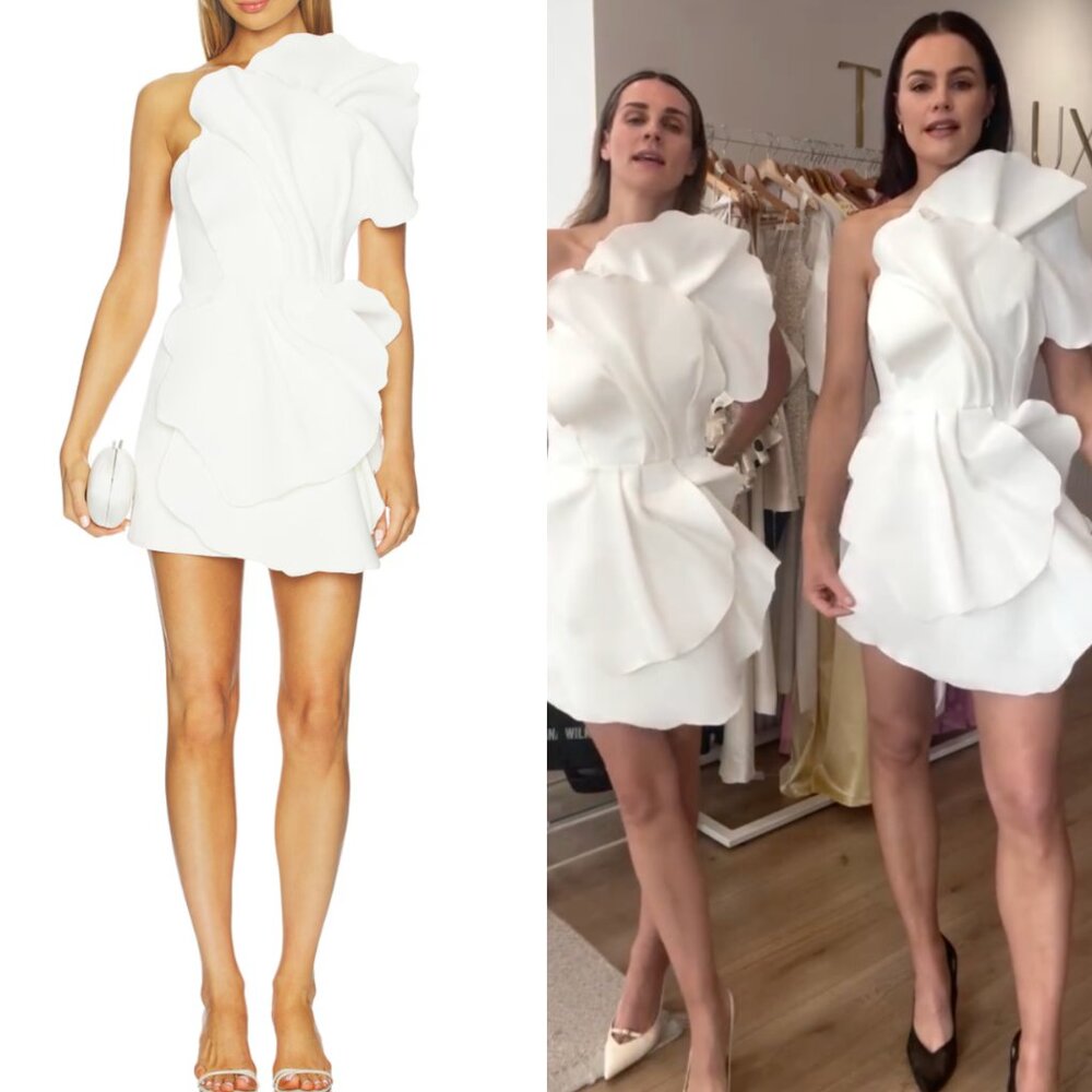 Acler White One-Shoulder Petal Mini Dress